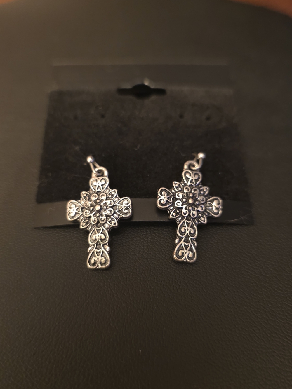 Silver Filigree Cross Drop Earrings - Women's Jewelry